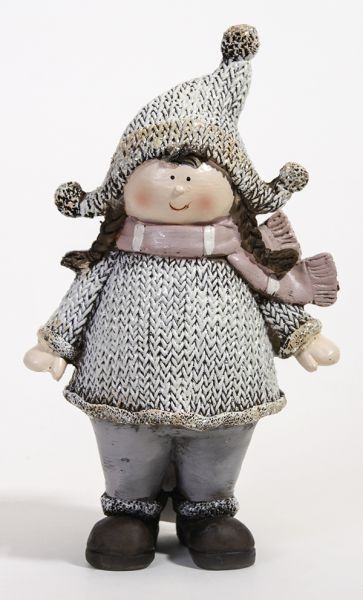 Winterkind Mädchen mit Schal und Mütze,16 x 9 x 6,5 cm