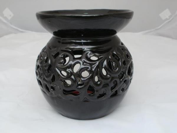 Duftlampe aus Keramik in Schwarz, 14 cm