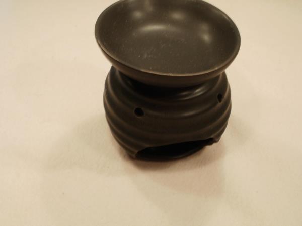 Duftlampe aus Keramik in Schwarz, Wellen