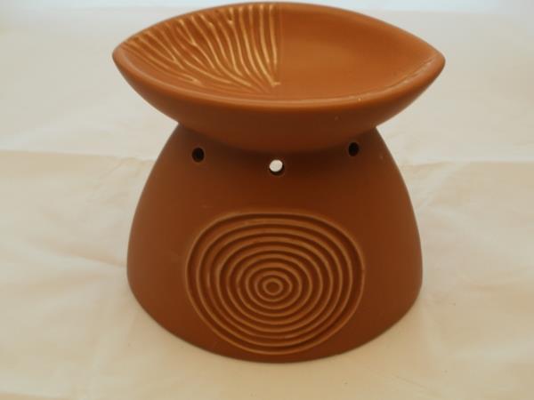 Duftlampe aus Keramik in braun - bauchig