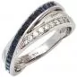 Preview: Damen Ring 585 Weißgold 9 Diamanten 0,14ct. 16 Safire blau