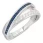 Preview: Damen Ring 585 Weißgold 9 Diamanten 0,14ct. 16 Safire blau