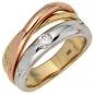 Preview: Damen Ring 585 Gold dreifarbig tricolor 1 Diamant Brillant 0,15ct