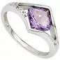 Preview: Damen Ring 585 Weißgold 3 Diamanten 1 Amethyst lila violett