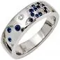 Preview: Damen Ring Weißgold Diamanten 0,10ct. 15 Safire blau