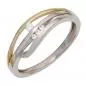 Preview: Damen Ring 925 Sterling Silber bicolor 4 Zirkonia