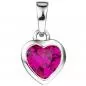 Preview: Kinder Anhänger Herz 925 Silber 1 Zirkonia pink Herzanhänger