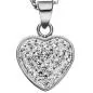 Preview: Collier Kette mit Anhänger Herz aus Edelstahl mit Kristallen 45 cm