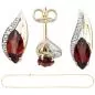 Preview: Schmuck-Set 585 Gold Gelbgold mit Granaten und Diamanten mit Kette 42 cm