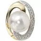 Preview: Schmuck-Set 585 Gelbgold bicolor 3 Perlen 4 Diamanten Kette 42 cm