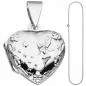 Preview: Medaillon Herz Anhänger zum Öffnen für 2 Fotos 925 Silber mit Kette 50 cm
