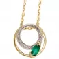Preview: Anhänger rund 585 Gold Gelbgold 2 Diamanten 0,01 ct. 1 Smaragd grün