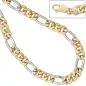Preview: Figaro Armband 333 Gelbgold Weißgold bicolor 19 cm Armband Karabiner
