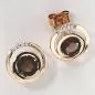 Preview: Ohrstecker rund 585 Rotgold 8 Diamanten Brillanten 2 Rauchquarze