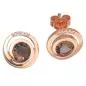 Preview: Ohrstecker rund 585 Rotgold 8 Diamanten Brillanten 2 Rauchquarze
