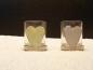 Mobile Preview: 2 Teelichtgläser mit einem Herz aus Metall und Glas