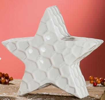 18 cm großer Deko Stern in Weiß aus Porzellan