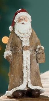 GILDE Weihnachtsmann mit Geschenk im Holz Look, 13 cm