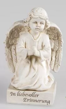 11 cm großer Engel auf Einem Sockel mit Aufschrift