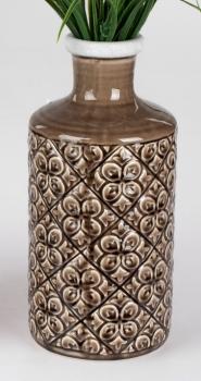 32 cm hohe Deko Vase aus Keramik im Landhausstil, dunkelbraun