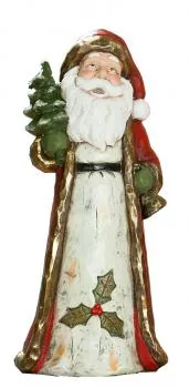 GILDE Weihnachtsmann mit Tannenbaum und Glocke Magnesia 50 cm