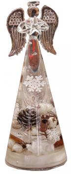 GILDE Deko Engel Nastasia aus Glas mit winterlichem Muster, 15 cm