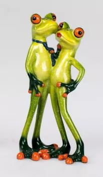 Dekofigur lustiges Froschpärchen, küssend, 18 cm