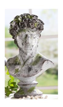 34 cm große Dekofigur David aus Magnesia in Grau Grün