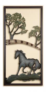 GILDE Wanddeko Wandrelief Pferd auf Koppel, 40 x 80 cm