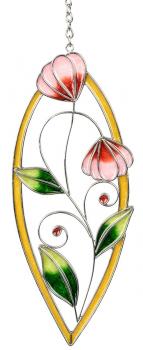 Fensterhänger Tiffany Art Deko Blume Grün Frühling Sommer 22 cm
