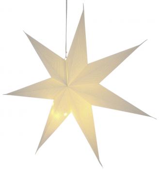 Papier Stern mit 10 LED zum Hängen Weihnachtsstern creme silber 56cm