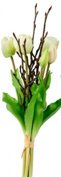 Tulpen als Bund 5 Stück einzeln verwendbar mit Zweigen weiß 42 cm