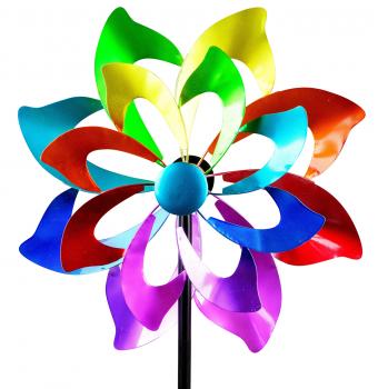 Windrad für den Garten aus Metall Blume lila/blau/rot/grün 166 cm Groß