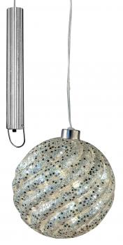 LED-Glas-Kugel mit Glittersterne Timerfunktion Christbaumschmuck 10 cm Ø