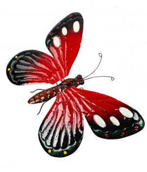 Schmetterling Wanddeko Wandbild Metall-Deko rot 40 cm