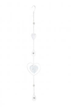 Fensterdeko Herz mit Glöckchen hängend Metall-Herz weiß 13 x 90 cm