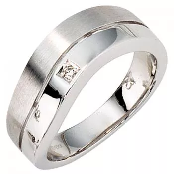 Damen Ring 585 Gold Weißgold 1 Diamant 0,01ct. Weißgoldring