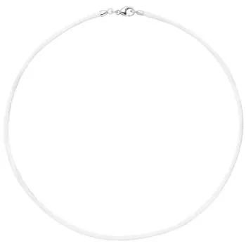 Collier Halskette aus Seide in weiß 42 cm, Verschluss 925 Silber