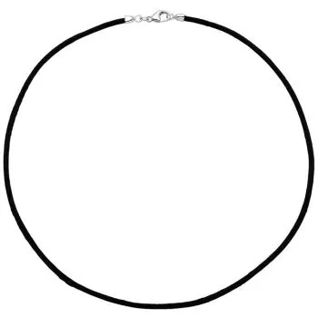 Collier Halskette aus Seide schwarz 2,8 mm 42 cm, Verschluss 925 Silber