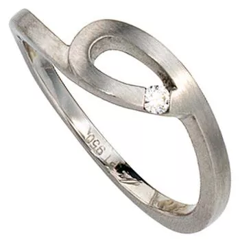 Damen Ring 950 Platin matt 1 Diamant Brillant 0,04ct. Platinring