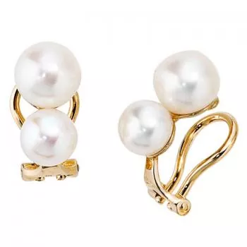 Ohrclips aus 585 Gold Gelbgold 4 Süßwasserperlen Perlen Ohrringe