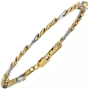 Figaro Armband aus 333 Gelbgold Weißgold bicolor 19 cm Armband Karabiner