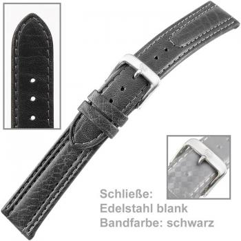 Uhrenarmband Men 20 mm in Schwarz aus Kalbleder