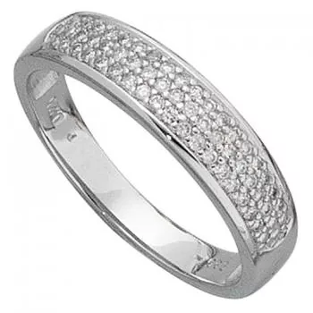 Damen Ring 585 Gold Weißgold, 50 Diamanten 0,25ct.