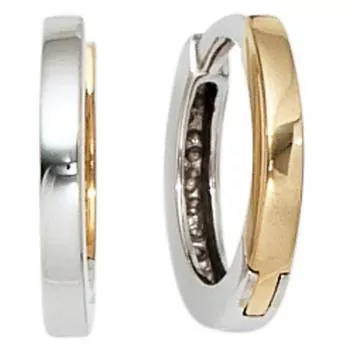 Creolen rund aus 333 Gold Gelbgold Weißgold bicolor 11,5 mm Ohrringe