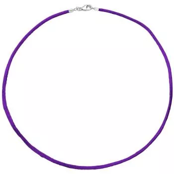 Collier Halskette aus Seide lila 2,8 mm 42 cm, Verschluss 925 Silber