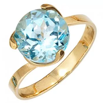 Damen Ring 585 Gold Gelbgold 1 Blautopas hellblau blau Goldring