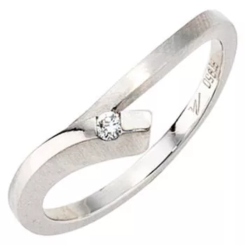 Damen Ring 950 Platin mattiert 1 Diamant Brillant 0,03ct.