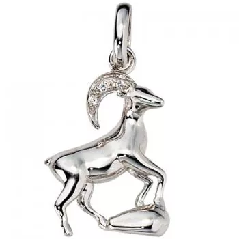 Anhänger Sternzeichen Steinbock aus 925 Silber mit Zirkonia