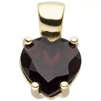 Anhänger Herz 333 Gold Gelbgold 1 Granat rot HerzAnhänger